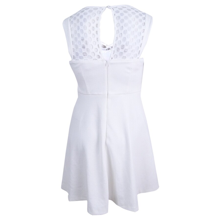 Betsey Johnson Women's Lattice-Trim Fit & Flare Dress 4, Ivory - Overstock  - 41154435