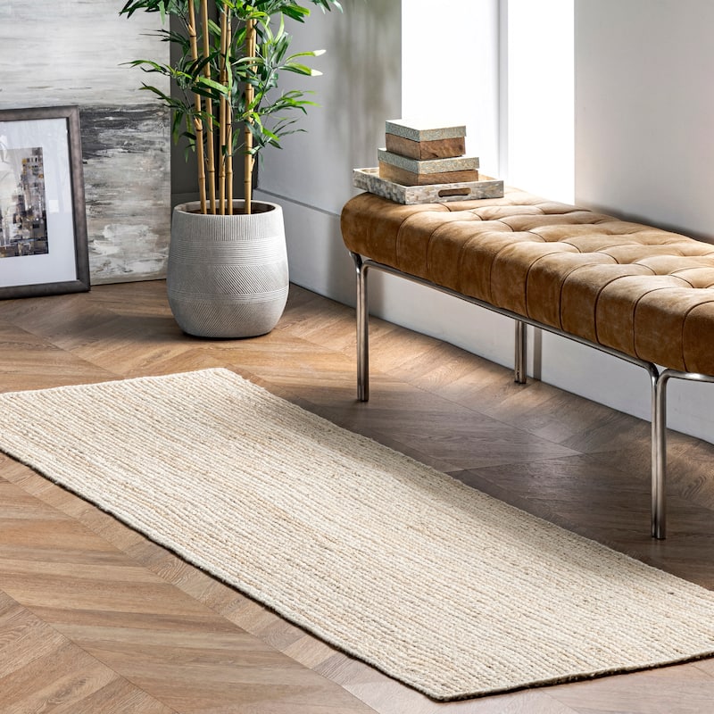 Nuloom Adelaida Farmhouse Jute Area Rug - 2'6" x 6' Runner - Ivory