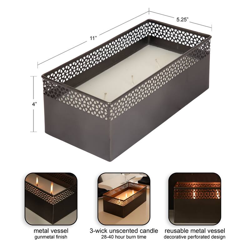 Kate and Laurel Pearce Rectangle Metal Wax Candle