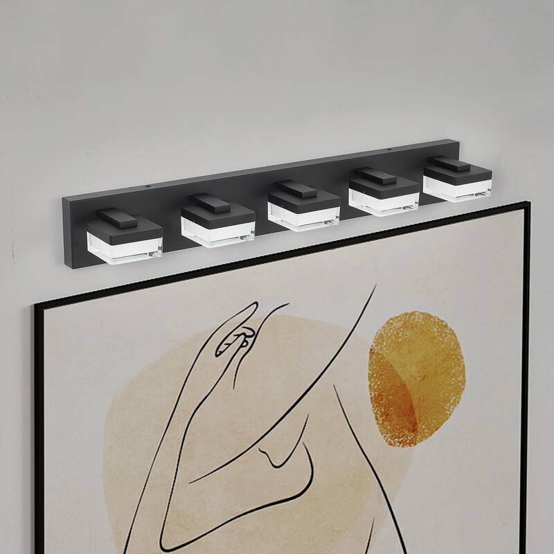 Modern LED Vanity Light, 5-Lights Wall Sconce for Bathroom and Mirror, Sleek Minimalist Design, Energy-Efficient