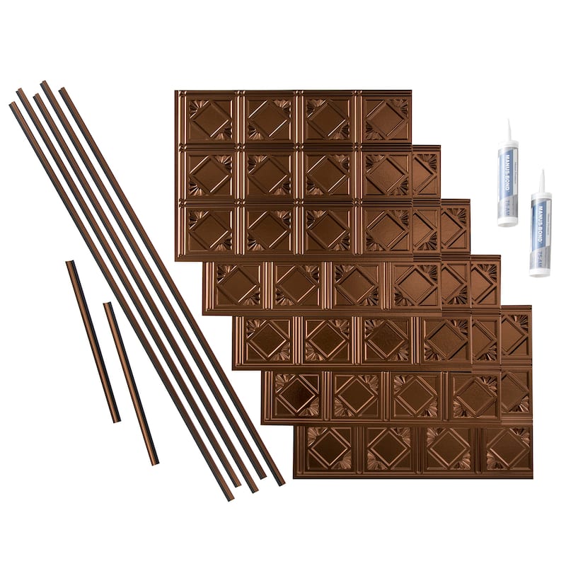 FASÄDE Traditional Style 4 Decorative Vinyl Backsplash Panel - 15 Sq Ft Kit - Oil Rubbed Bronze