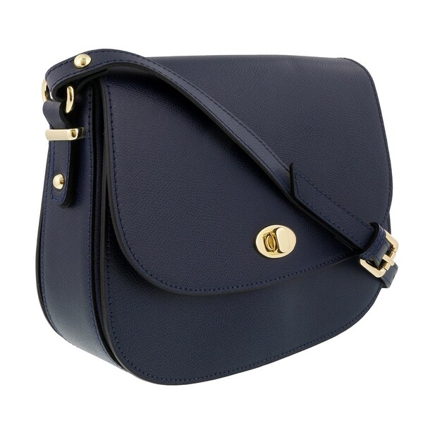 HS Collection HS1425 BLU Navy Blue Saddle Shoulder Bag - Navy Blue