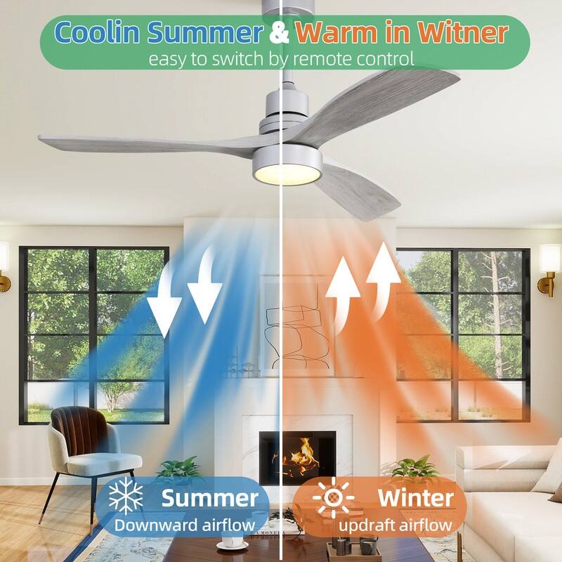 48/52 in. Modern Ceiling Fans with LED Light,Quiet/Reversible DC Motor, Flush Mount or Downrod, in White/Silver/Black