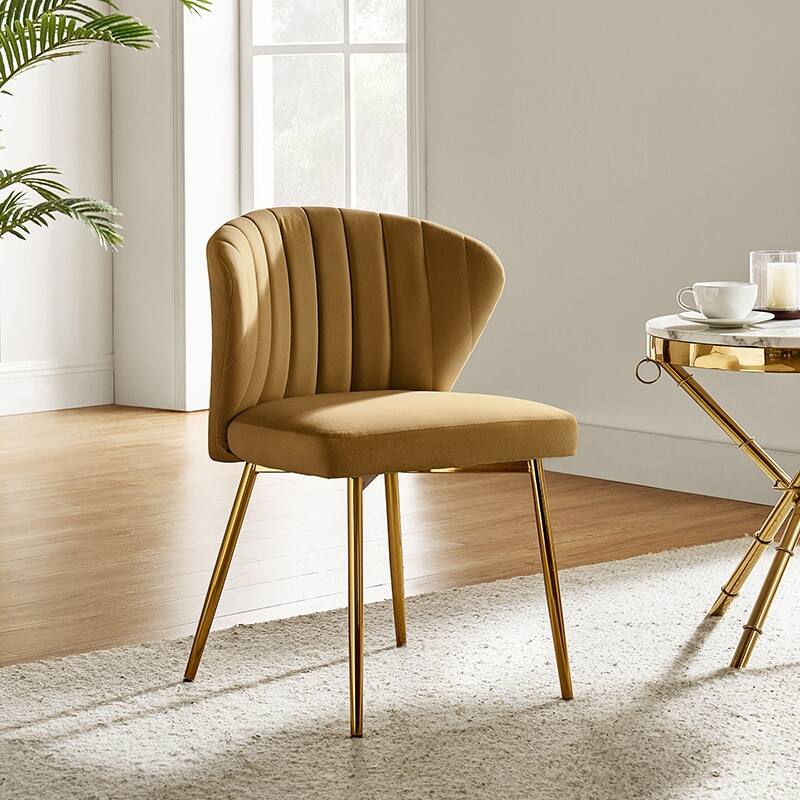 Aruna 20" Modern Velvet Tufted Back Accent Chair with Metal Legs by HULALA HOME