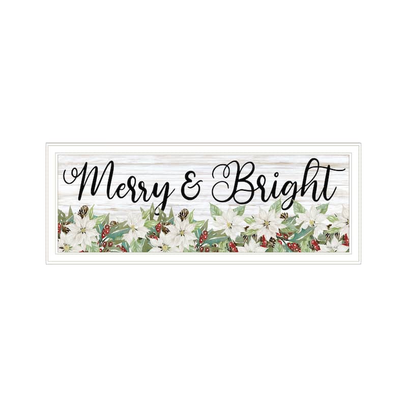 TrendyDecor4U Contemporary "Merry & Bright" Framed Print Wall Art - Multi