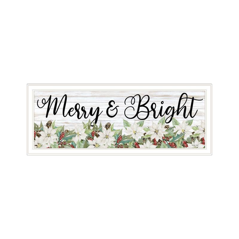 TrendyDecor4U Contemporary "Merry & Bright" Framed Print Wall Art - Multi