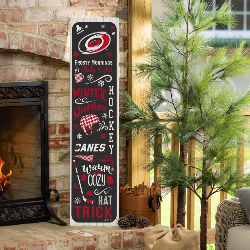 47" Double Sided Seasonal Porch Leaner, Carolina Hurricanes - 47" x 11.25" - Winter