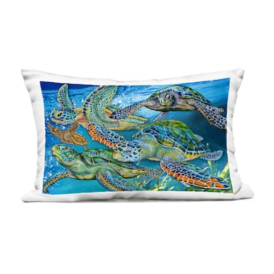 Stupell Tortoise Family Underwater Swim Printed Outdoor Throw Pillow Design by Tim Jeffs