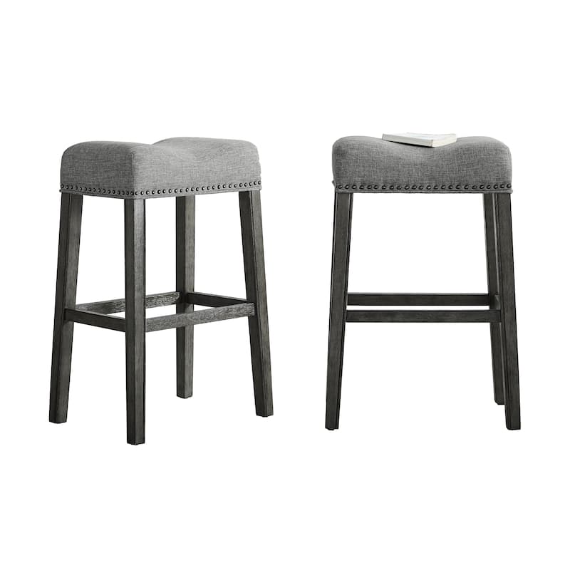 Upholstered Backless Saddle Seat Bar Stools (Set of 2)
