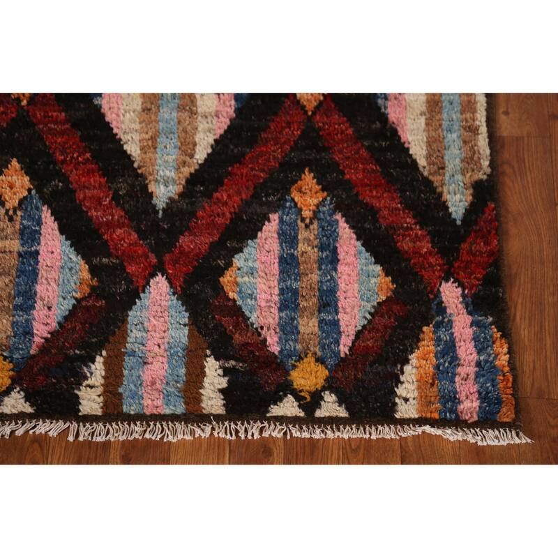 Trellis Moroccan Oriental Runner Rug Handmade Wool Carpet - 3'4" x 12'8"