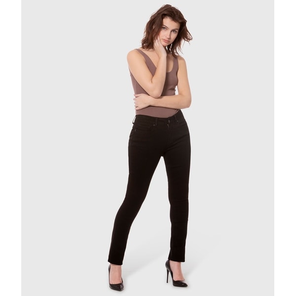Lola Kristine-BLK, Mid rise Straight Jeans