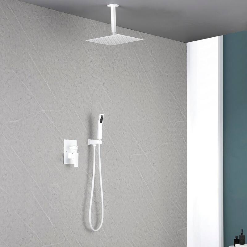 Shower Faucets Sets Complete Shower System 12 Inches Rain Shower Head with Handheld Shower Valve