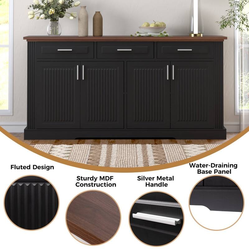 63" Sideboard Buffet Cabinet with Storage and Adjustable Shelves for Stylish Home Organization