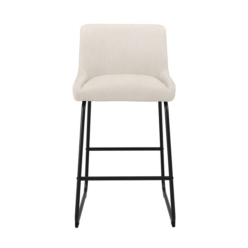 Counter Height Bar Stools with Metal Frame Upholstered Kitchen Island Stool in Faux Leather or Fabric