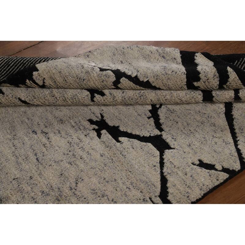 Hand Knotted Oriental 100% Wool Carpet Modern All-Over Beige & Ivories Moroccan Area Rug - 8' 0'' X 5' 2''
