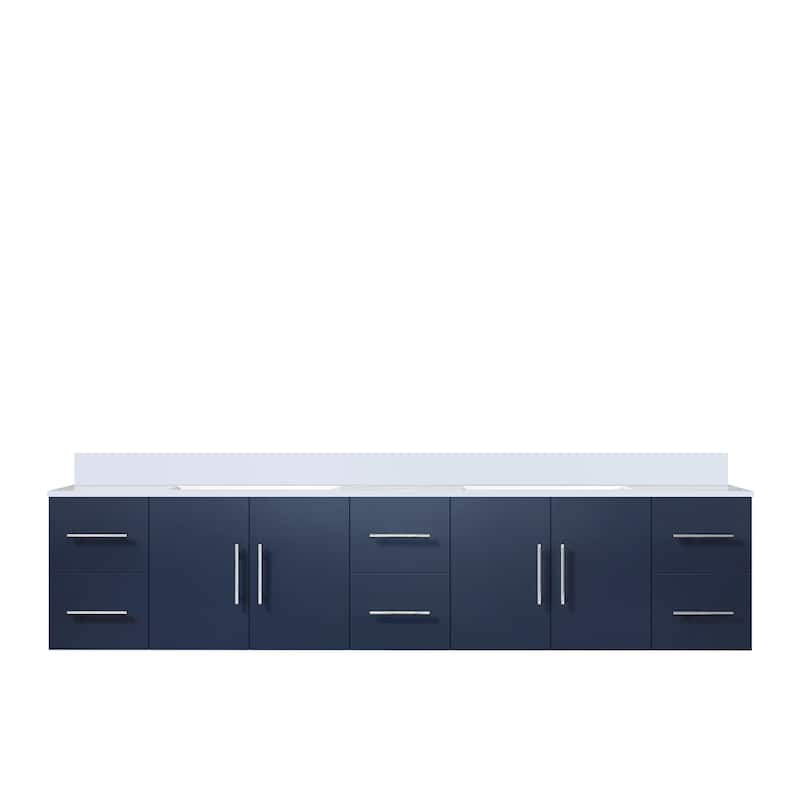 Geneva 84 in. W x 22 in. D Dark Grey Double Bath Vanity and White Quartz Top - 84 Inch - Navy Blue