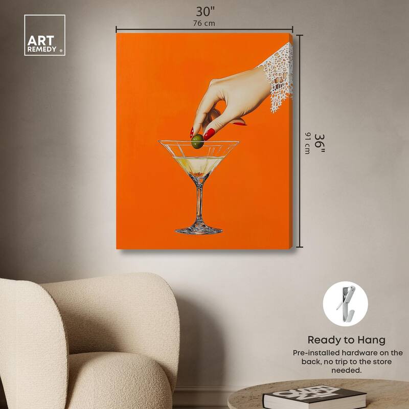 Orange Zest Martini Canvas by Art Remedy, Gallery Wrapped