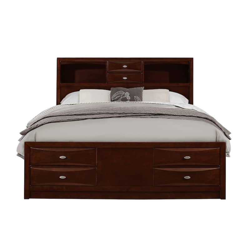 Solid Wood Full Espresso Eight Drawers Bed - Full