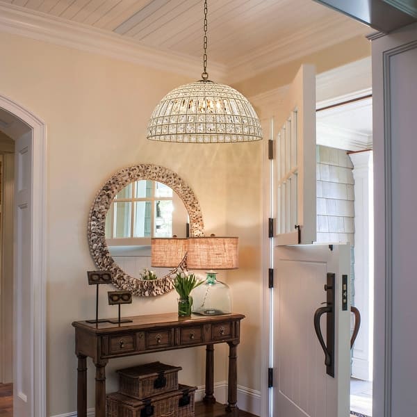 Vintage Crystal Chandelier 6-Light, Antique Bronze - For Dining Room, Kitchen Island, Foyer, 19.7"x16.5"