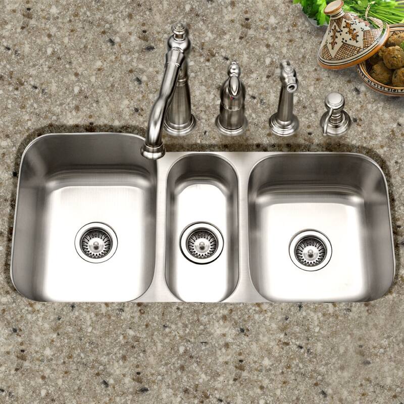 Houzer MGT-4120-C Medallion Gourmet 39-13/16" Undermount Triple Basin - Stainless Steel