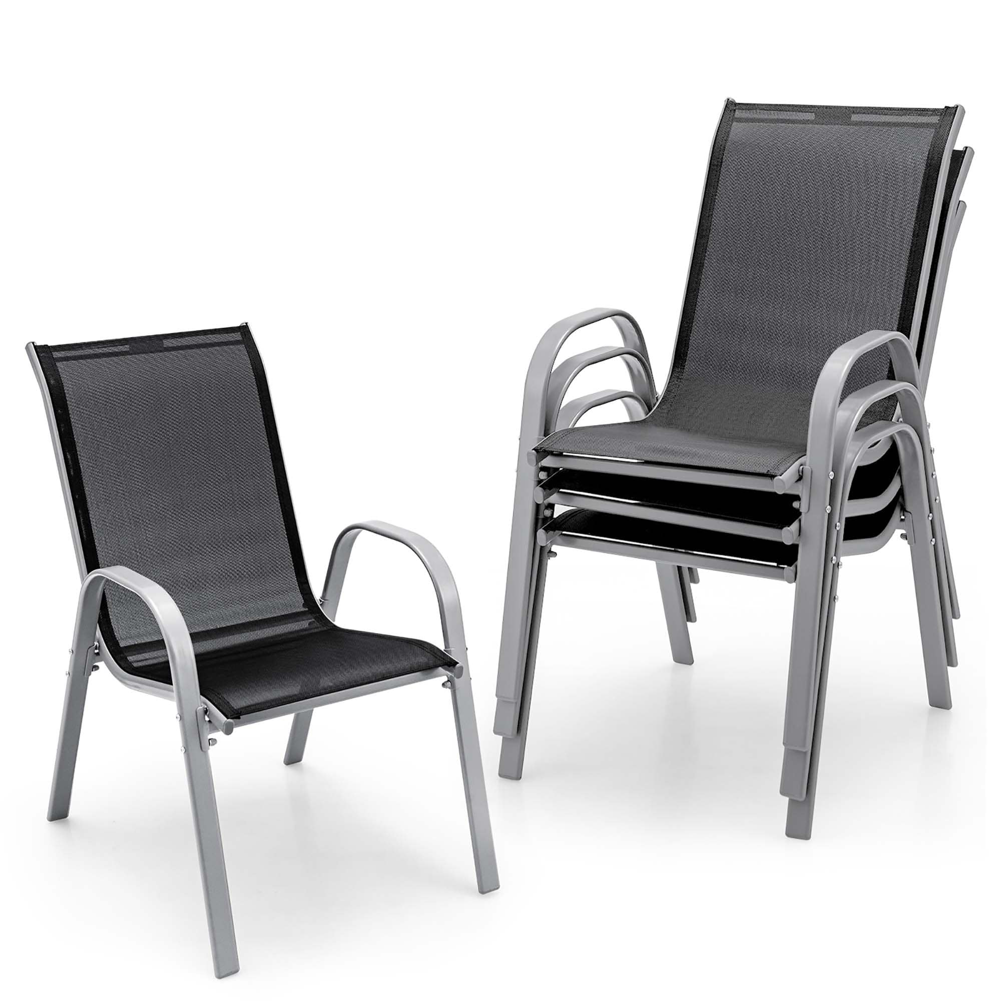 Set of 4 Patio Dining Chairs Stackable Armrest Space Saving Garden On Sale Bed Bath Beyond 39923751