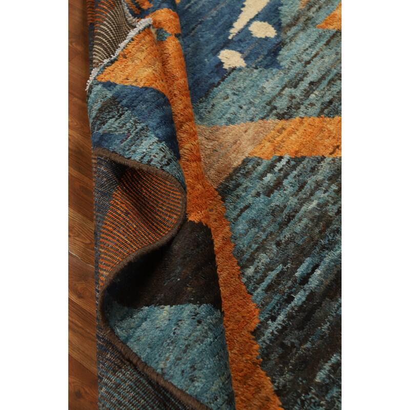 Abstract Geometric Moroccan Oriental Area Rug Hand-Knotted Wool Carpet - 5'5" x 7'9"