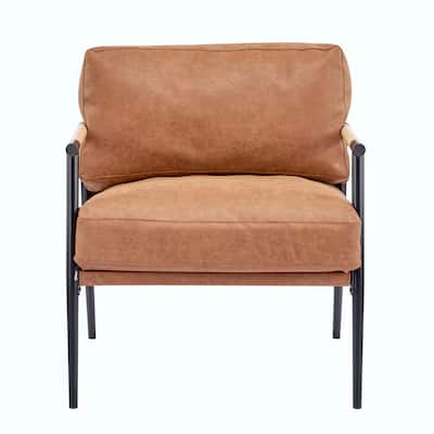 Minimalist Armchair - Soft Cushions, Wood/Metal Design, Compact