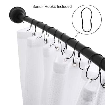 Utopia Alley Rustproof Curved Shower Rod, Aluminum, 45" to 72" Wide (Matt Black) - Matt black