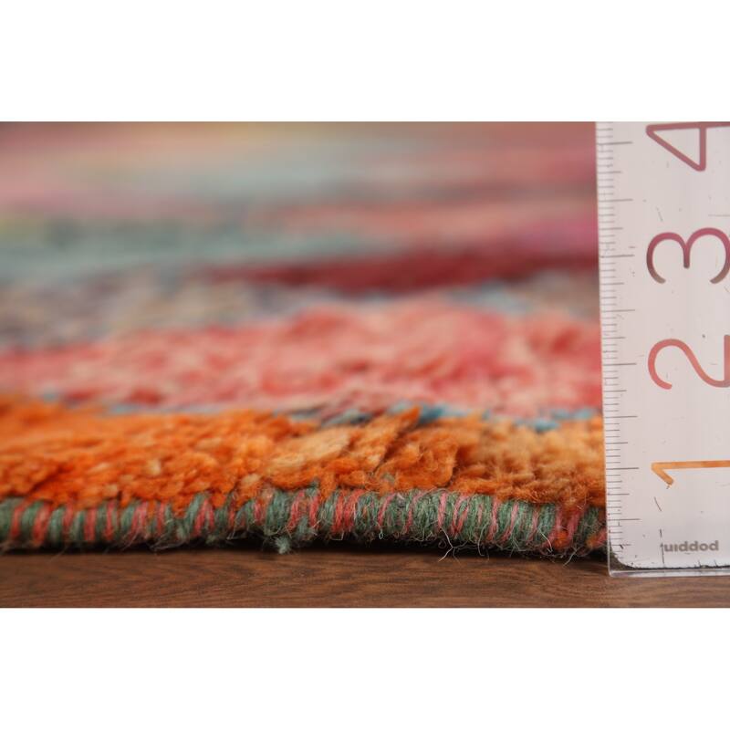 All-Over Trellis Moroccan Area Rug Hand-Knotted Wool Carpet - 7'7" x 11'2"