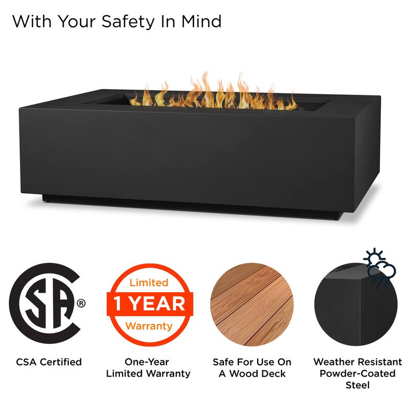 Aegean 50" Rectangle Gas Fire Table in Weathered Slate by Real Flame