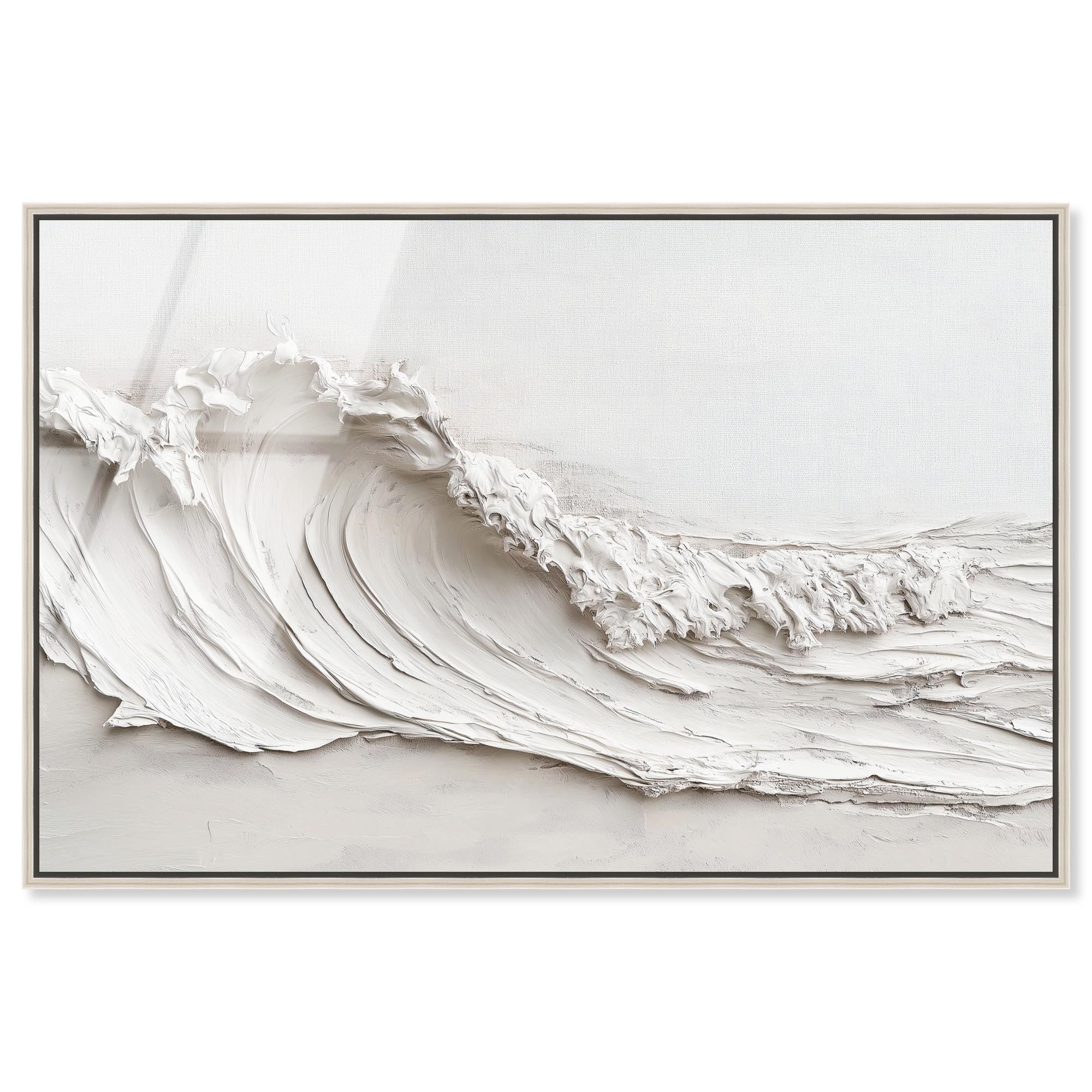 Wave on White Neutral Framed High-Gloss Acrylic Wall Art by Art Remedy