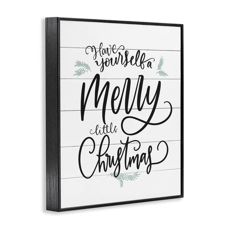 Stupell A Merry Little Christmas Black White and Blue Framed Art, Proudly Made in USA