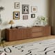78.74" Mid Century Brown Wood TV Stands, 2 Drawers and Cabinets - Brown