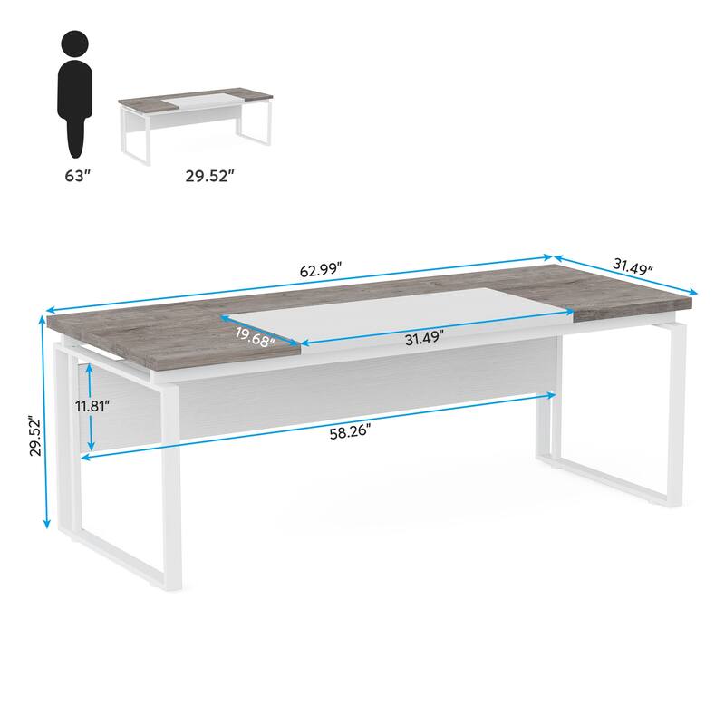 63-inch Executive Computer Desk Writing Table for Home Office