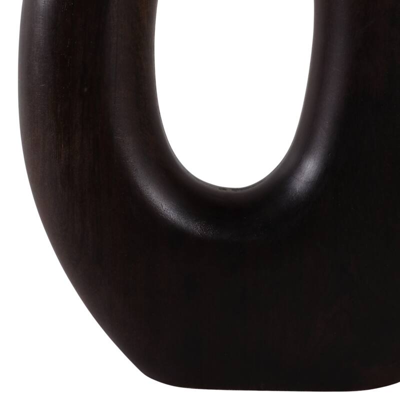 Mango Wood Modern Vase with Round Cutout Silhouette Minimalist Design