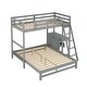 preview thumbnail 13 of 12, Twin over Full Bunk Bed with Built-in Desk, 3-Drawers, Solid Pine Wood, Convertible to Separate Beds, Easy Assembly, Grey