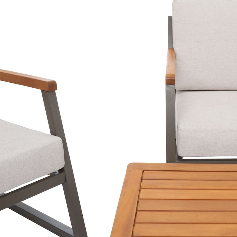 SAFAVIEH Outdoor Ulviyya 4-Piece Patio Conversation Set - 48Wx27Dx28H