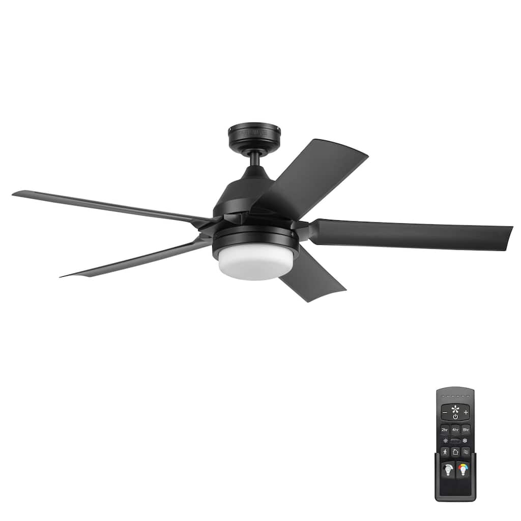 54" Mule F5 Matte Black Outdoor Wet-Rated Ceiling Fan with LED Light and Remote Control - 54 Inches