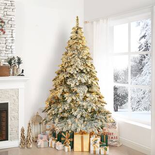 7.5ft Snow Flocked Christmas Tree, Holiday Decoration, 400 Lights