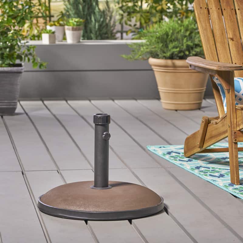 Heavy-Duty Concrete Umbrella Base with Iron Support Pole, Black Finish, 55 lbs