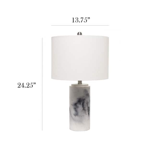 Elegant Designs Marble Table Lamp with Fabric Shade - 15.25x15.25x15.75 ...