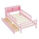preview thumbnail 10 of 37, Twin Size Bed with Headboard Storage Rack, Two Under-Bed Drawers, Three-Side Guardrails for Safety and Security