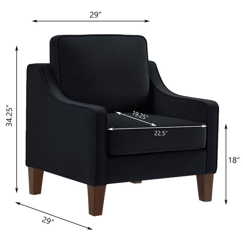 Modern Velvet Upholstered Accent Chair/Armchair with Wooden Legs