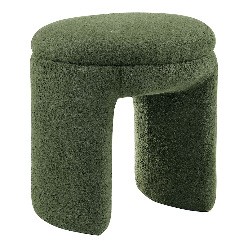 24/7 Shop At Home Modern U-Shaped Boucle Upholstered Ottoman - Green
