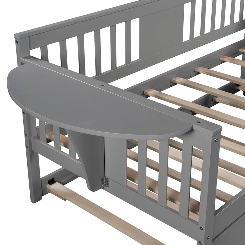 Twin Pine Daybed with Trundle & Foldable Shelves