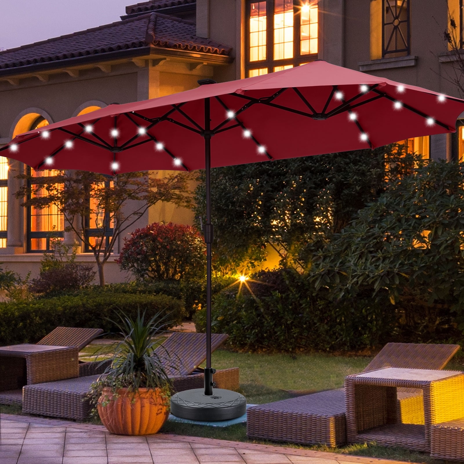 Autlaycil 13 ft Patio Umbrella with Crank Outdoor Umbrella with Base