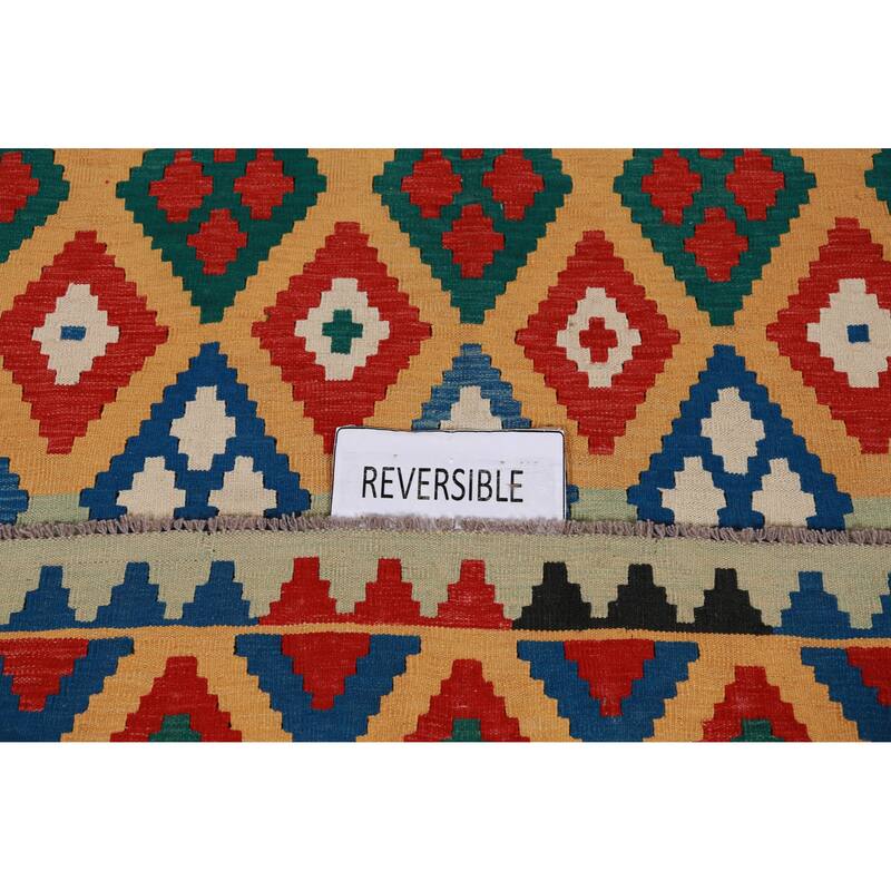 Hand Woven Oriental 100% Wool Carpet Southwestern Geometric Multi-Colored Kilim Area Rug - 8' 4'' X 5' 8''