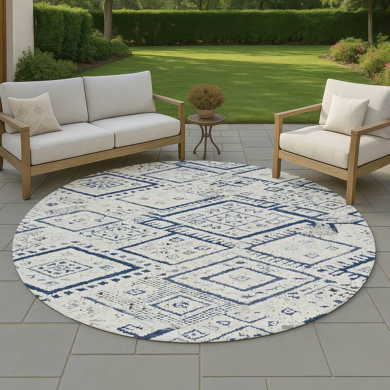Machine Washable Indoor/ Outdoor Global Andes Chantille Rug - Ivory - 8' x 8'