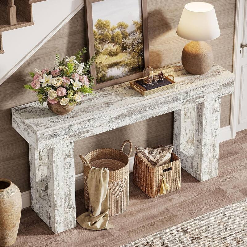 63" Wooden Console Table, Rectangular Sofa Table for Behind Couch, Entryway, HallwayLiving Room