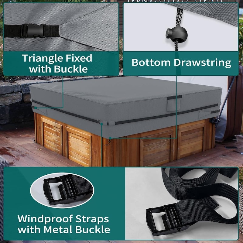 87x87 Inch Heavy Duty Waterproof Hot Tub Cover – All-Weather Square Spa Protector - 87"Lx87"Wx20"H